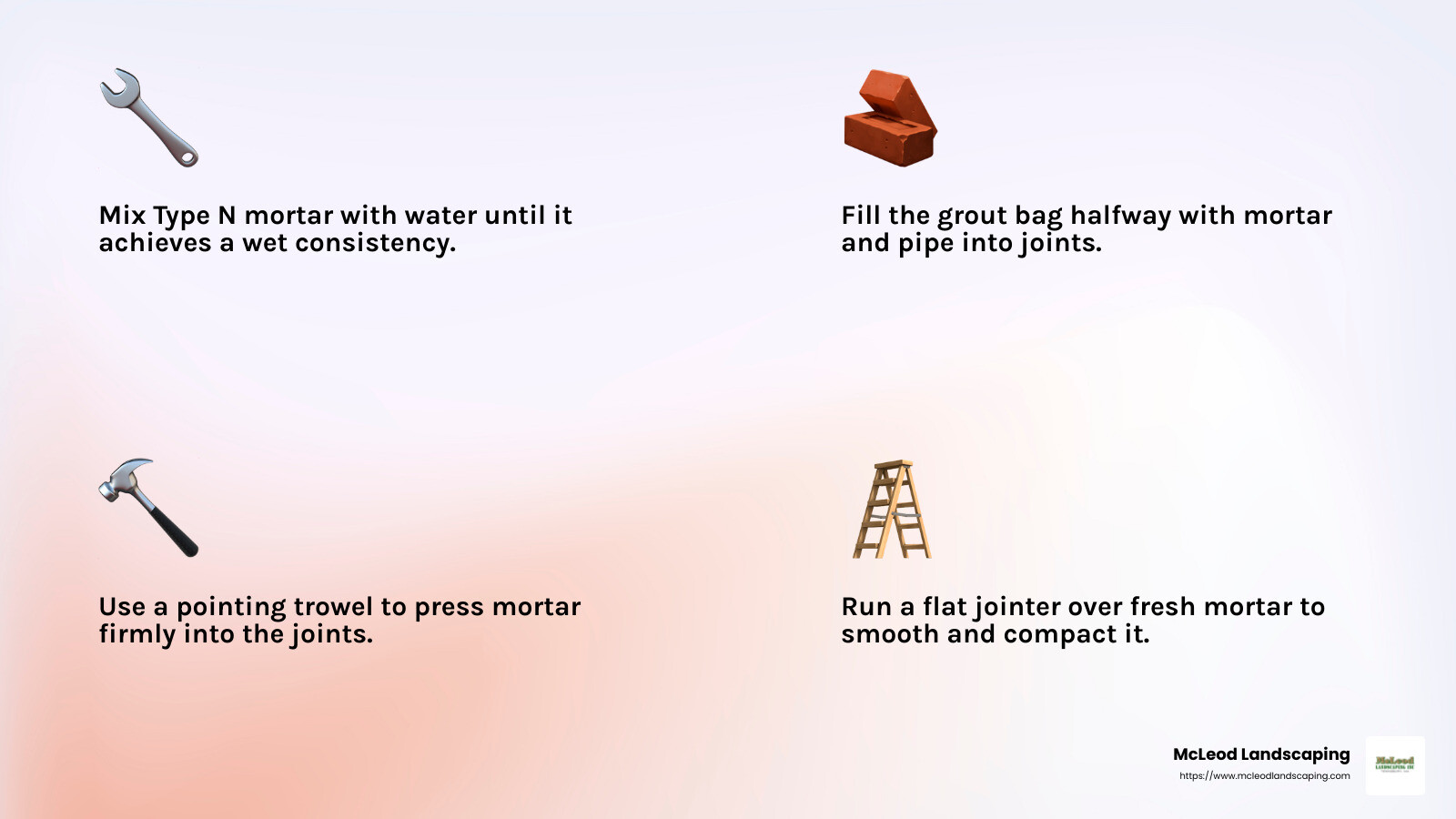 Properly repointed brick stairs can last for decades, protecting your home and ensuring safety. - brick stair repair infographic 4_facts_emoji_light-gradient