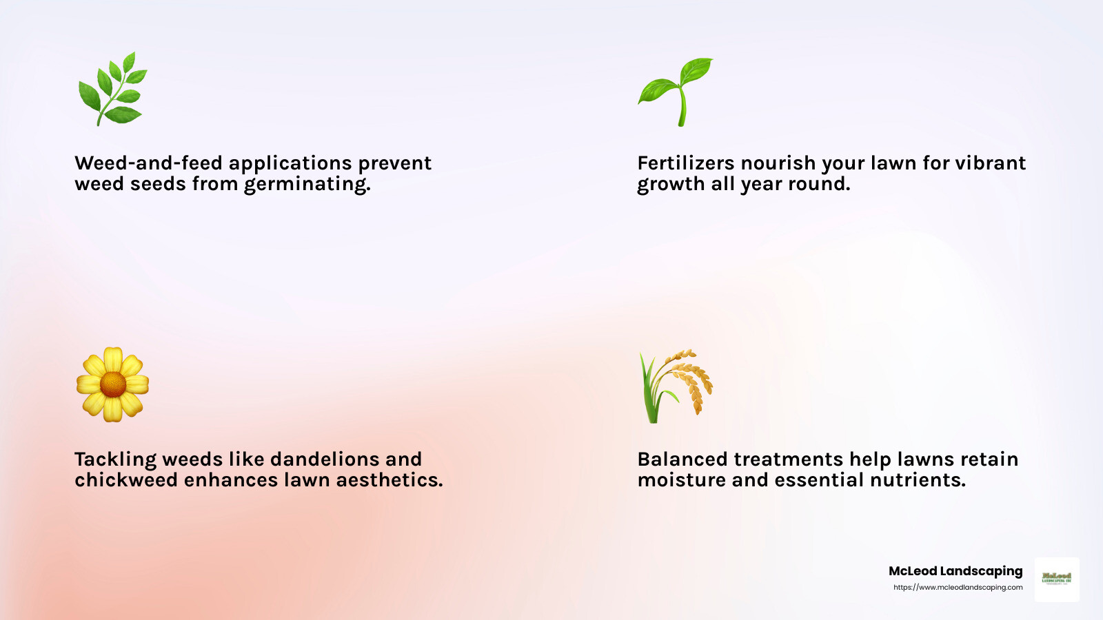 Weed control importance - commercial property lawn maintenance infographic 4_facts_emoji_light-gradient