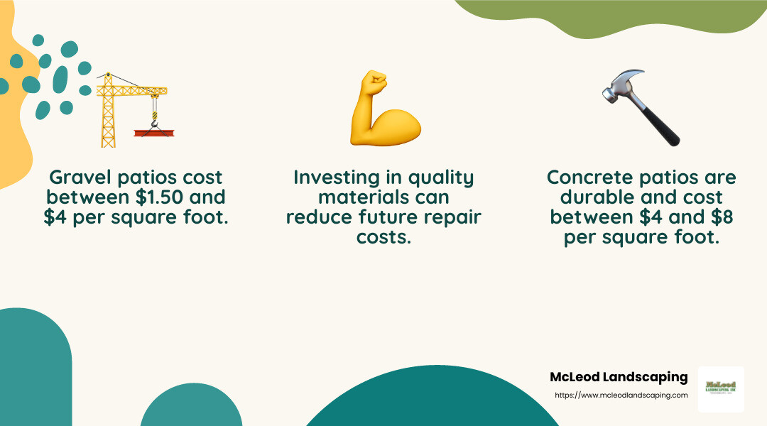 Cost Comparison: Gravel vs. Concrete - best patio builders near me infographic 3_facts_emoji_nature