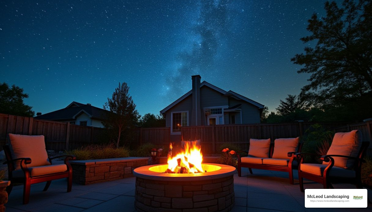Fire pit under a starry night - outdoor living contractors