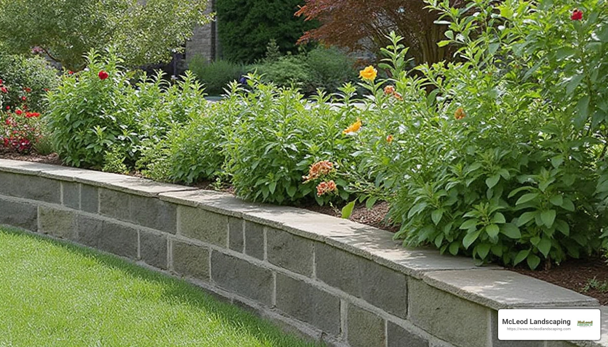 Retaining Walls in Landscaped Garden - retaining wall blocks