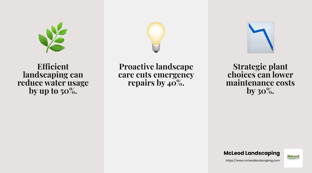 Resource optimization and conservation - commercial landscape management infographic 3_facts_emoji_grey