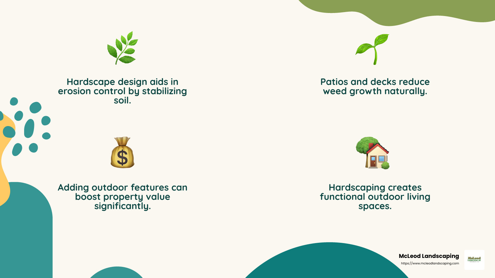 Home value increase with hardscaping - landscape and hardscape design infographic 4_facts_emoji_nature