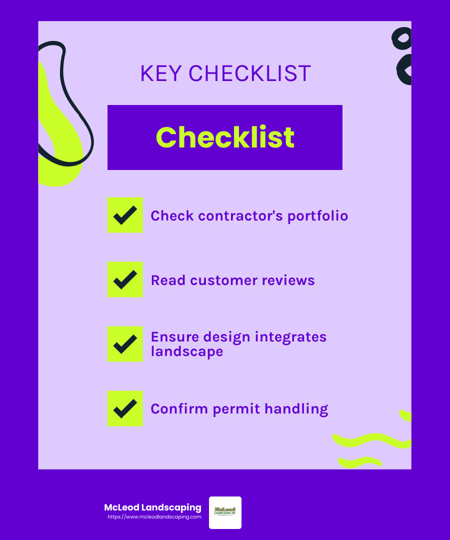 Landscape design expertise is crucial for a seamless outdoor space. - outdoor patio builders near me infographic checklist-fun-neon