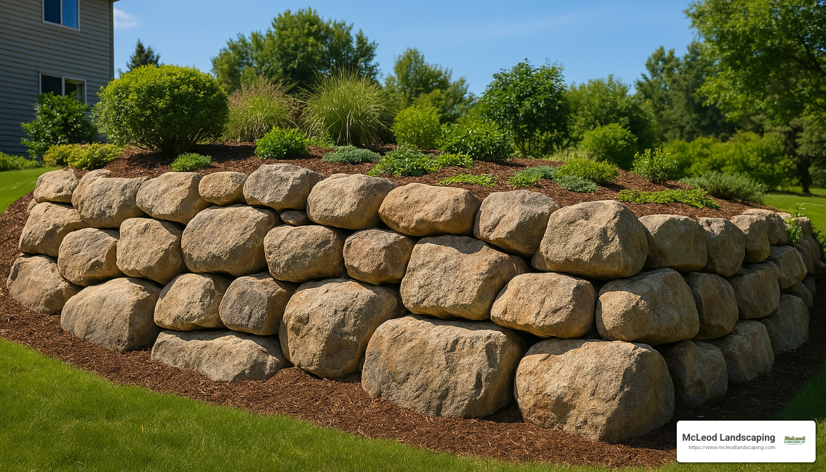 well-built boulder retaining wall - boulder retaining wall