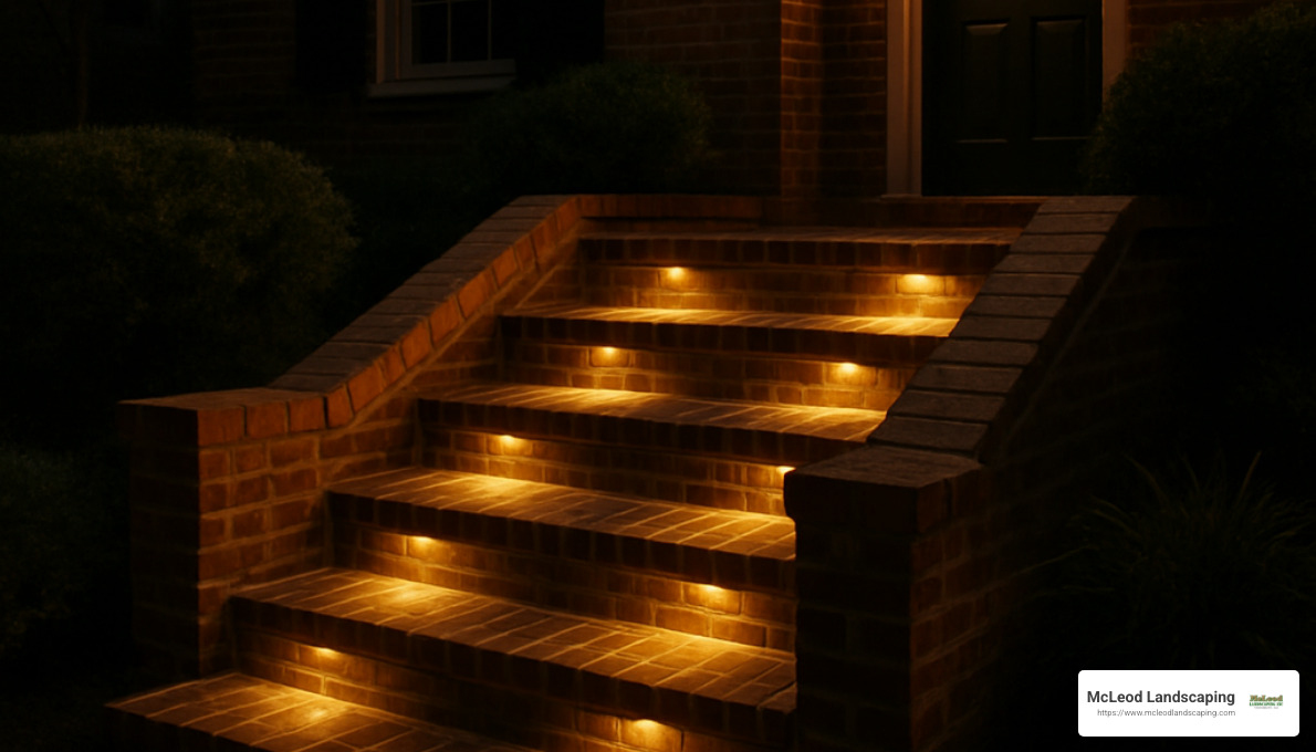 brick stairs with integrated lighting - brick entry stairs