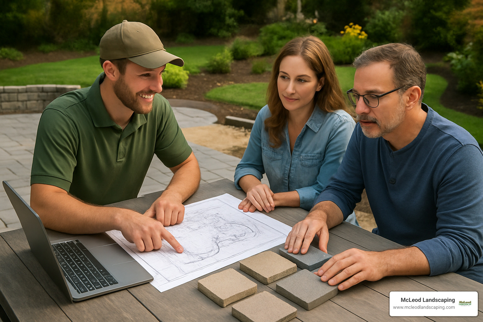 Professional outdoor patio design planning session - outdoor patio designers near me