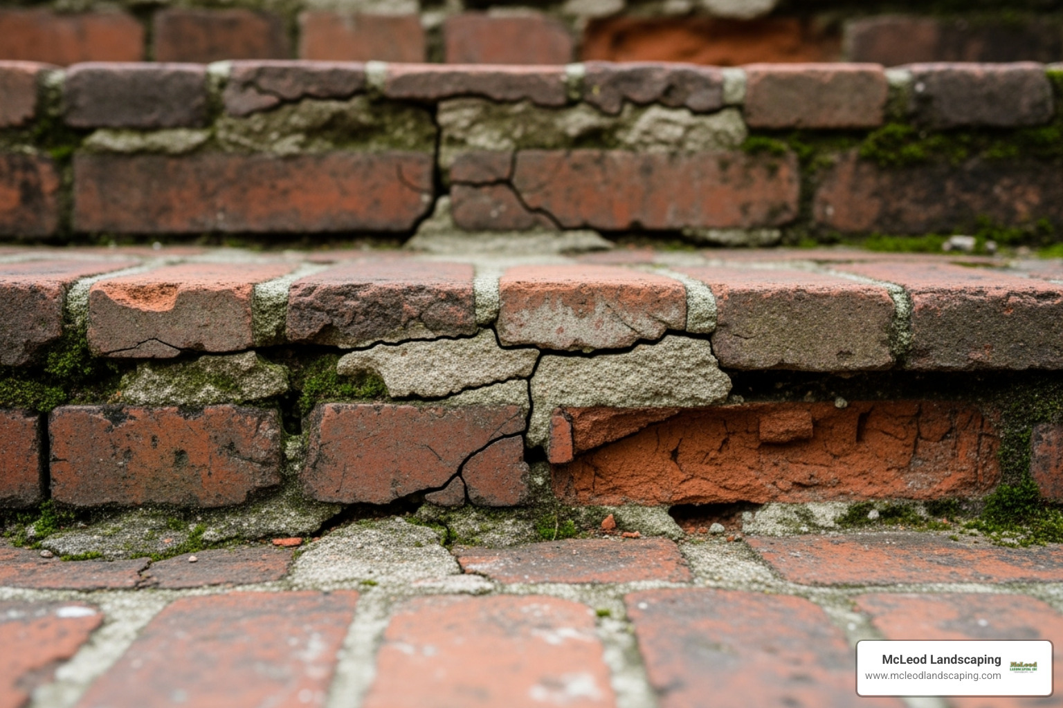 crumbling mortar and cracked joints on brick steps - how to repoint brick stairs
