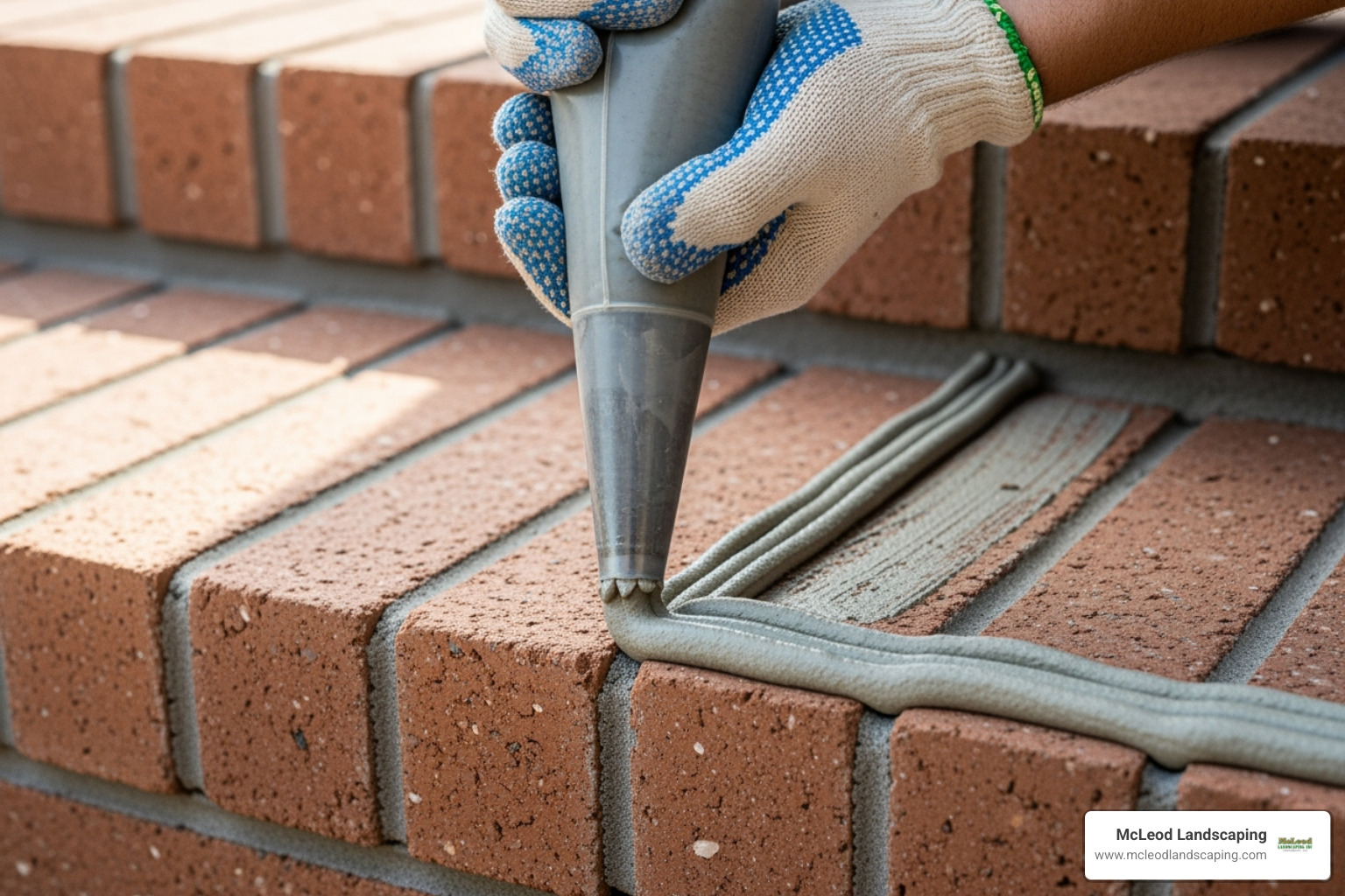 using a grout bag - brick veneer steps