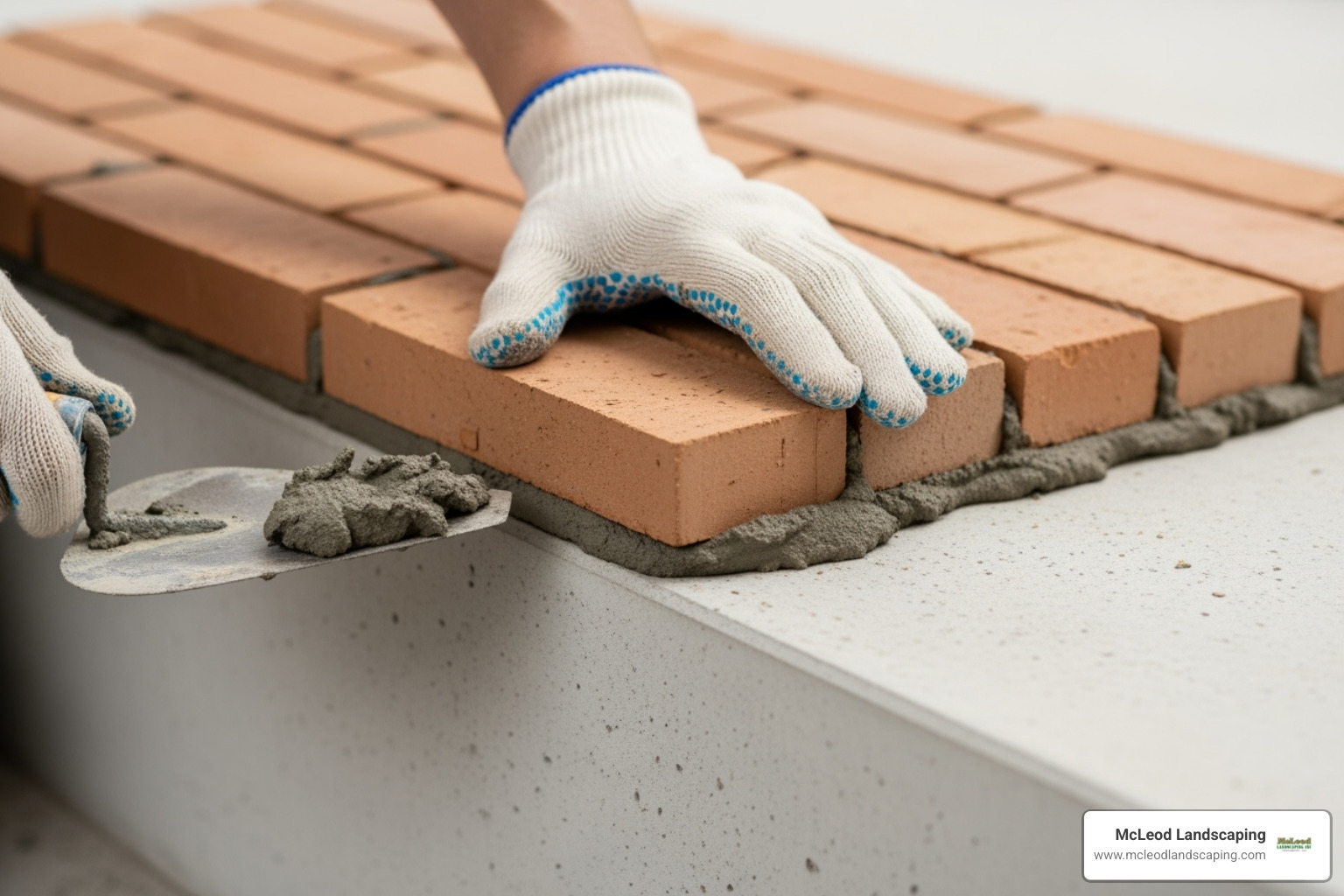 laying first course of bricks - brick over concrete steps